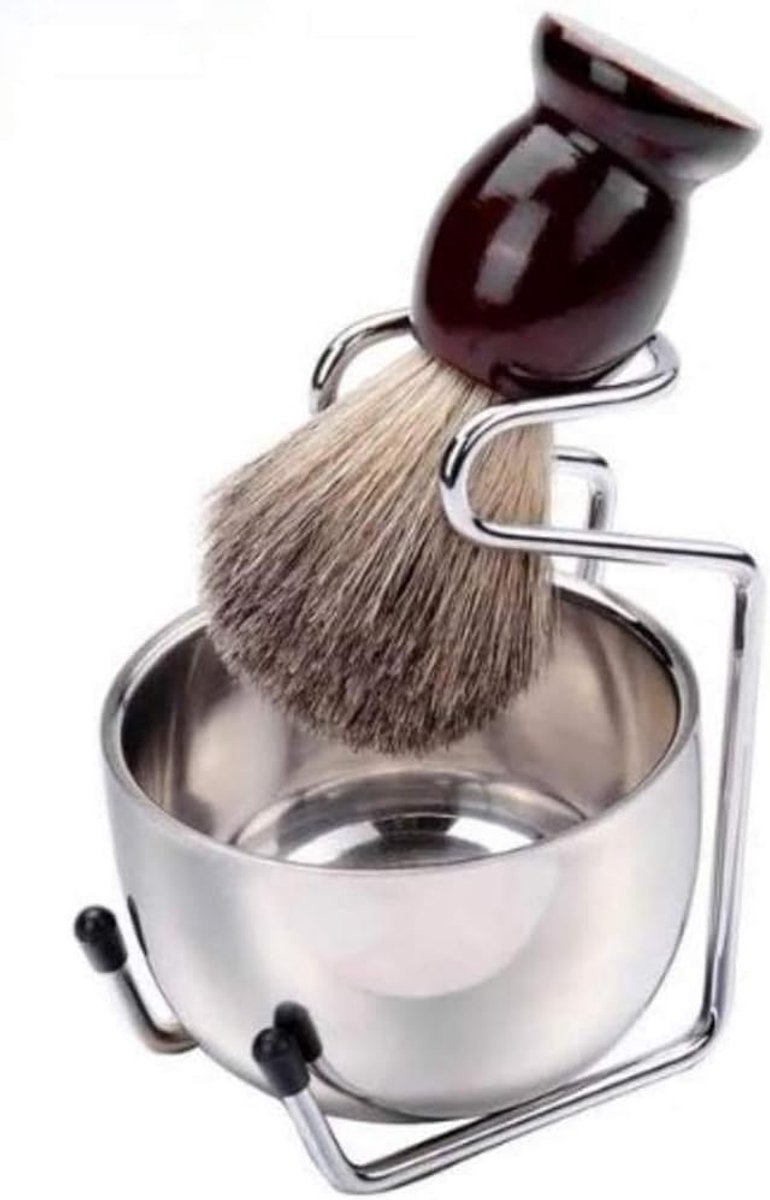 Scheerkwastenset van Echolly, Premium scheerkwast voor heren, roestvrijstalen standaard en kom, traditionele natte scheerset, beste scheergeschenken voor mannen, vaders