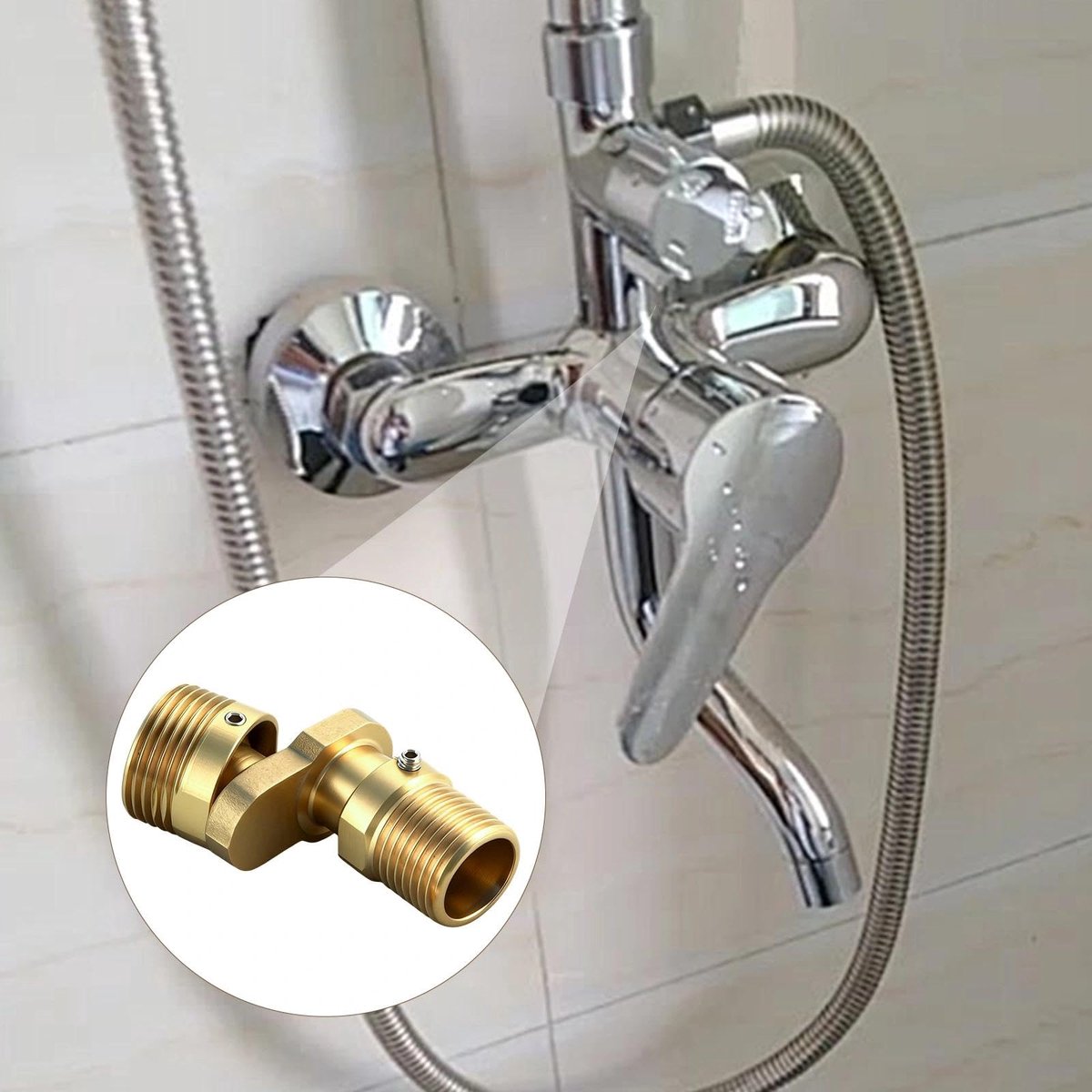 2 stuks messing S-aansluiting excentrische 1/2 naar 3/4, 360° draaibare adapter douchekraan, 0-40° verstelbare S-aansluiting voor wandarmaturen, voor badkamer, openbare ruimtes en keukens