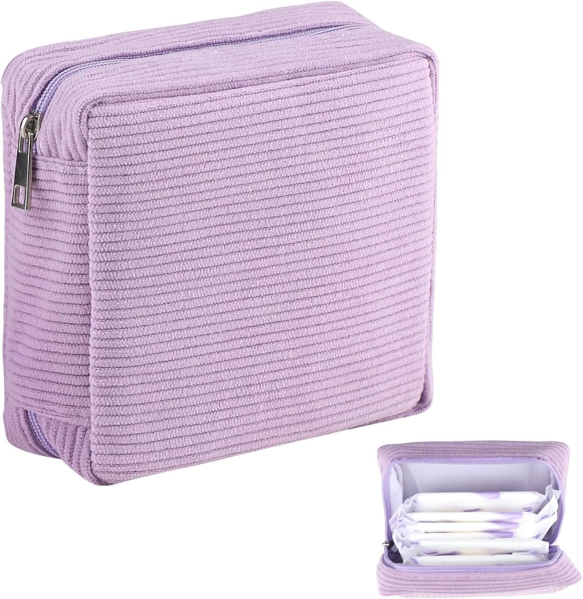 Make-uptas voor dames, kleine make-uptas van kunstleer, reistas, cosmetica-opslag, mini-toilettas, meisjes, organizer, make-uptas, dames, verjaardagscadeau, vriendin, Paars, Eenvoud