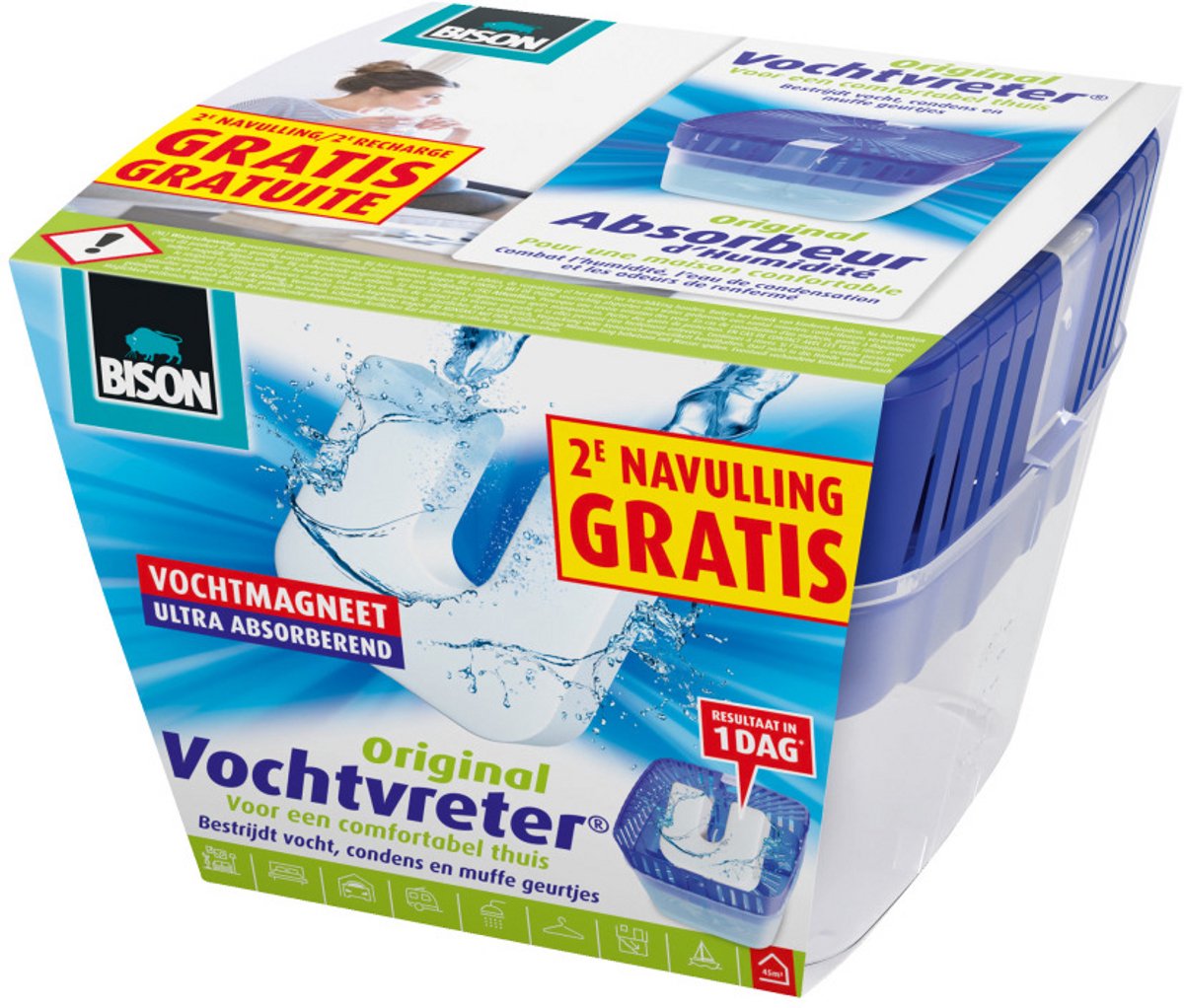 Bison Vochtvreter® neutraal 900g + 2 extra navulmagneten , incl. vochtmagneet, binnen 24 uur resultaat, geen stroom nodig, voor alle woonruimtes, campers, caravans, binnen 1 minuut te gebruiken — cadeau in Cadeau-ideeën - foto 7