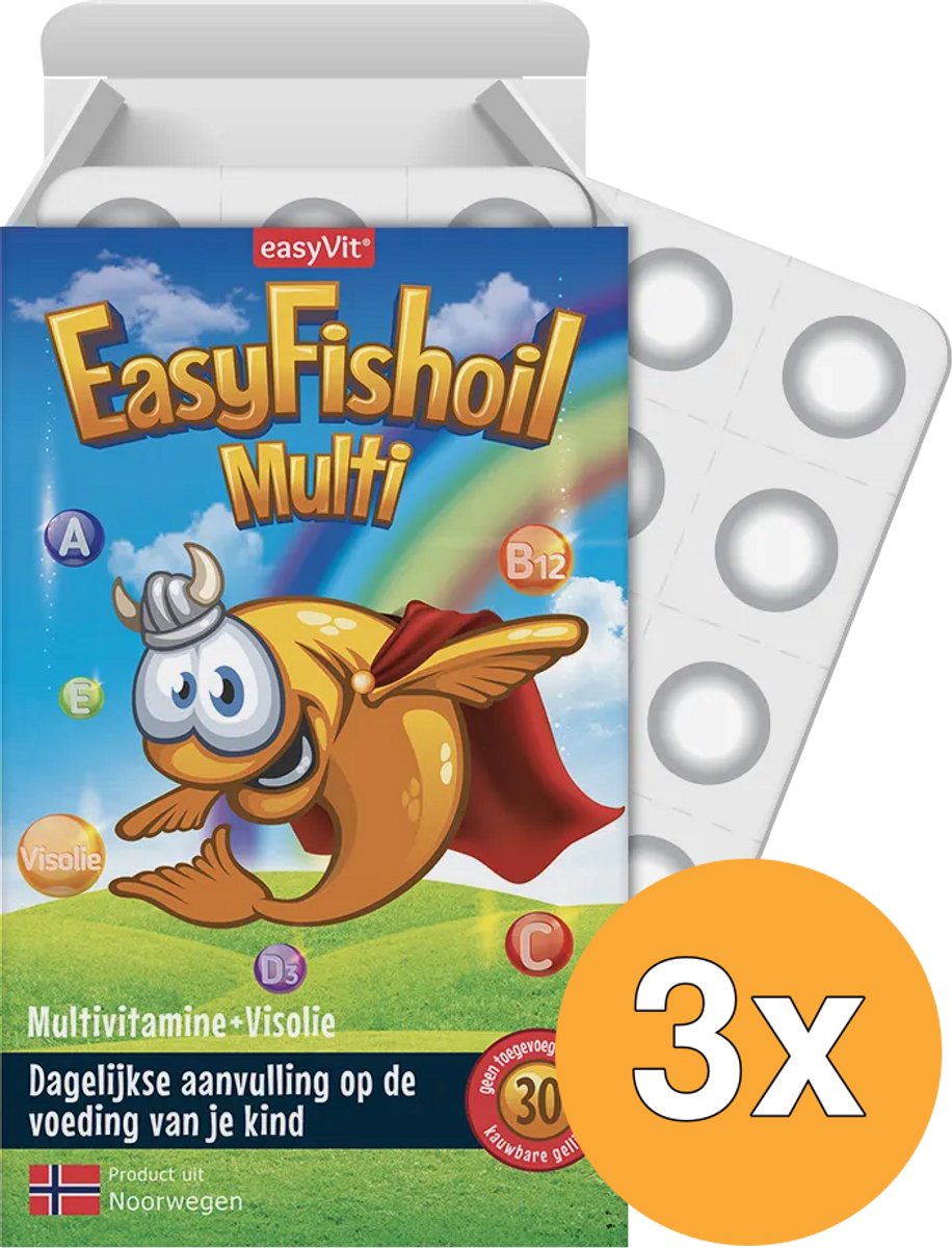 3x Easyvit Easyfishoil multi (30 kauwtabletten)