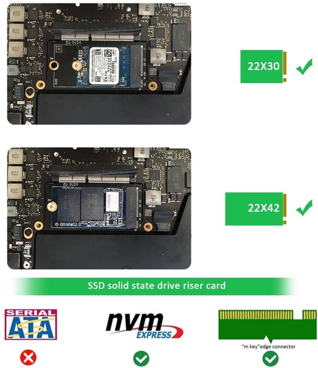 Dailygoody - M.2 SSD Convert-adapterkaart - Upgrade MacBook - Zwart