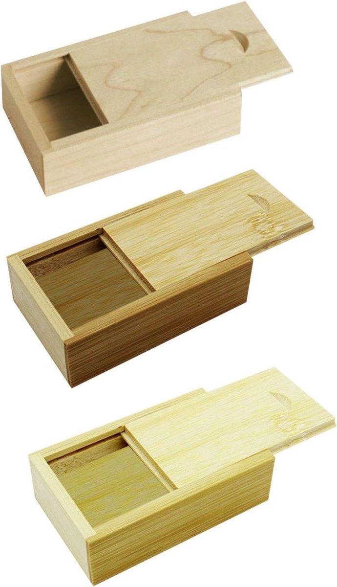 3 stuks houten geschenkdoos, rechthoekig doosje, mini-geschenkdoos, sieradendoos, cadeauverpakking