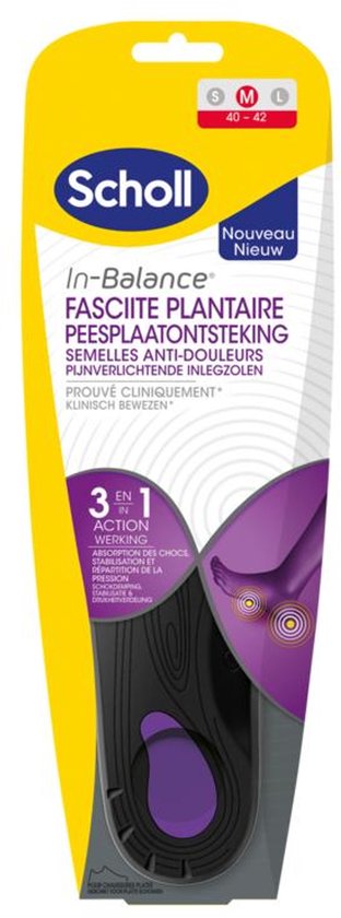 Scholl In-Balance Inlegzolen Peesplaatontsteking - Zooltjes - Dempende Zolen Schoenen - Medium (maat 40 tot 42) - 1 paar