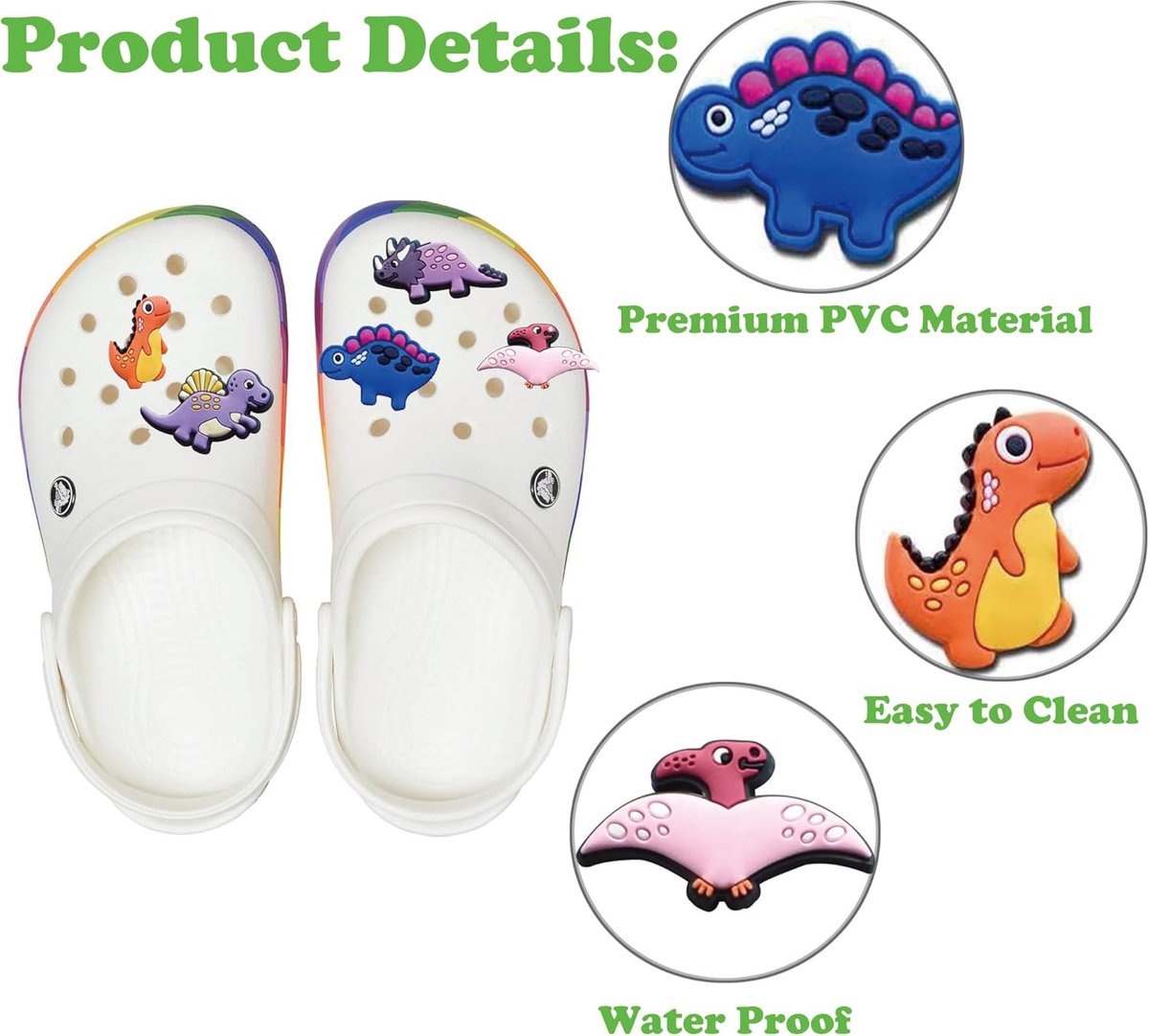30 stuks Dinosaurus schoenstekers, schoenbedels, cartoon schoendecoratie, karikatuur schoenstekers, schoen aansteker decoratie, afneembare schoendecoratie accessoires voor kinderen, tieners