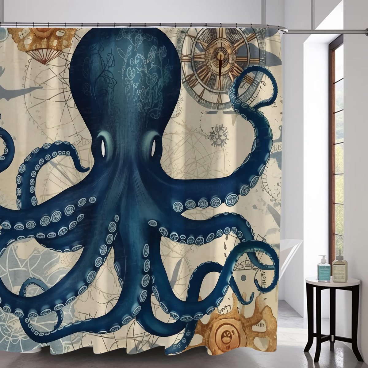 Boho Mushroom Skull Animal Sun Moon Floral Douchegordijn, Kunst Decor Waterdicht Stof Douchegordijn voor Badkamer Set met Haken