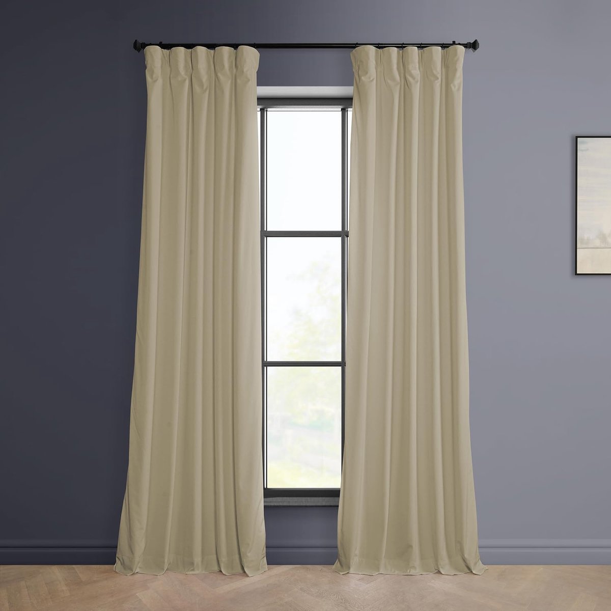 Half Price Drapes Heritage pluche fluwelen gordijnen 244 cm lange kamer verduisterende gordijnen voor slaapkamer en woonkamer 50 W x 96 l, (1 paneel), lichtbeige