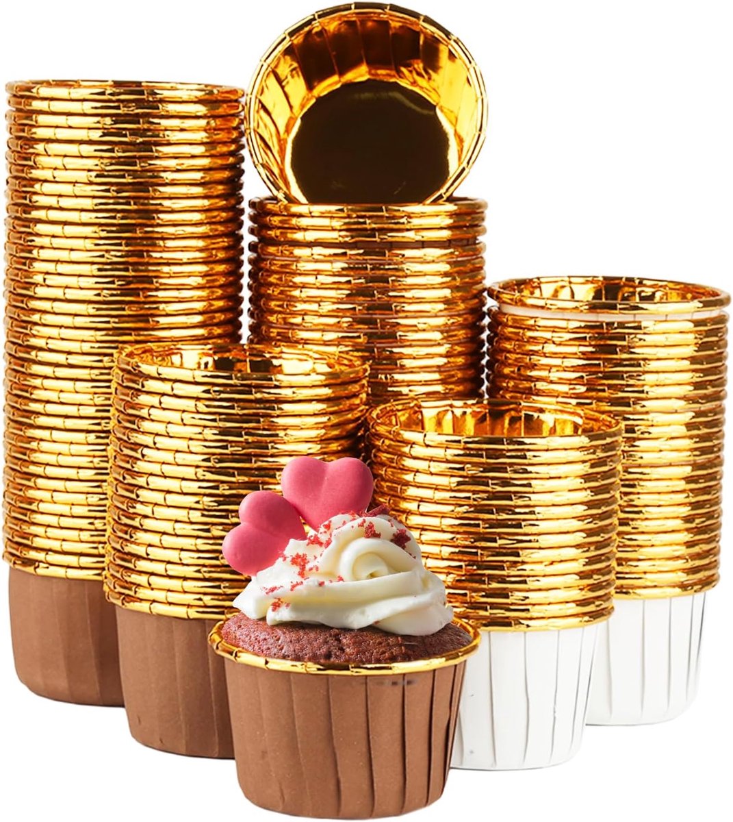 120 stuks mini muffins papieren vormpjes, cupcakevormpjes, muffinvormpjes, papier, oliebestendig, waterdicht, bakvormen, muffinvorm, papier, minimuffinvorm, muffinvormpjes voor bruiloft, verjaardag