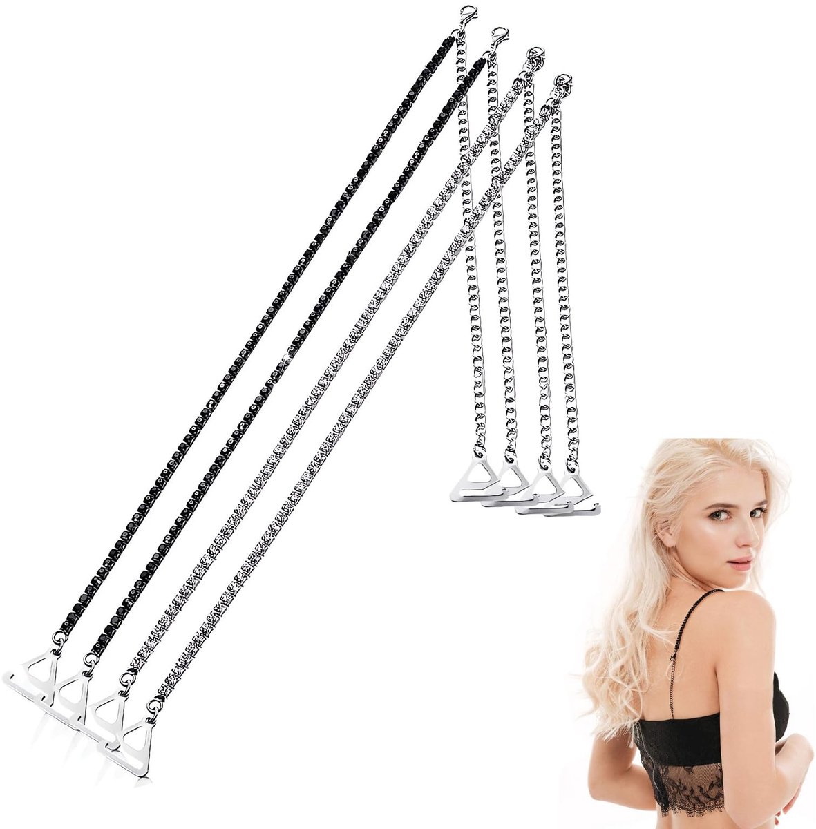 Dailygoods- Beha-bandjes 2 Paar - Verstelbaar/Antislip - Strass - Ondergoedschouderriem - Gemaakt van Koper - One Size - Schouderbandjes
