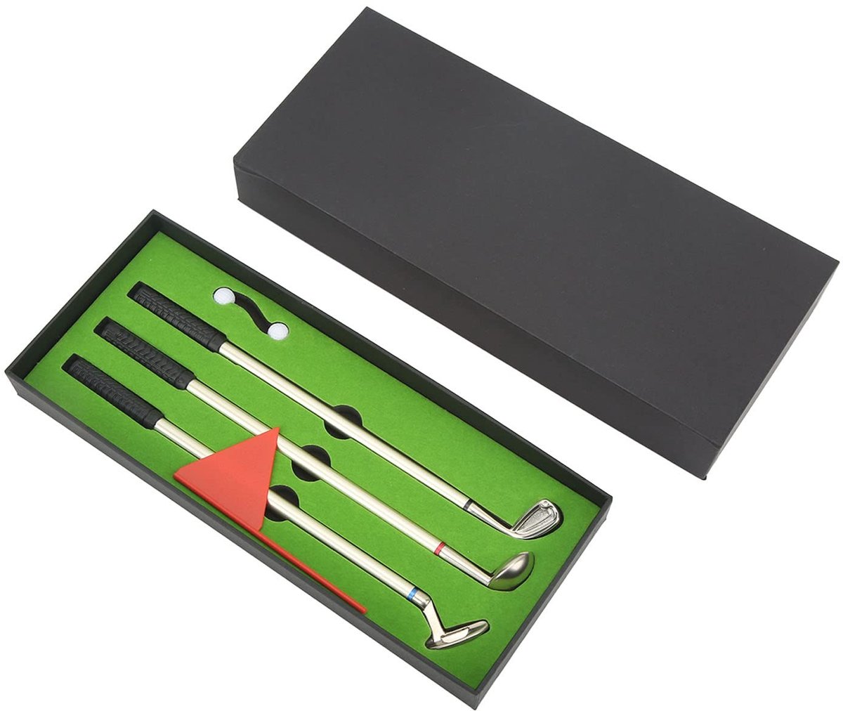 Dailygoods- Golfpen Gift Set - Golfclub Putterpen - Balpen - Opbergdoos - Decoratieve Vlag - Hoogwaardig Materiaal