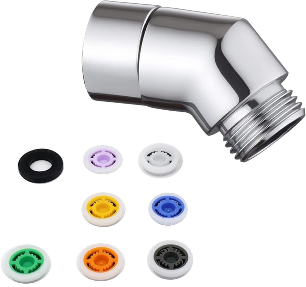 Dailygoods - 1 stuk doucheslangadapter met hoekstuk voor handdouche - 45 graden douchekop scharnierend stuk, beweegbaar en efficiënt voor handdouche douche - waterbesparing