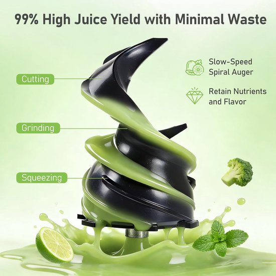 Slowjuicer - Sapcentrifuge Koude Pers - Gezond Sap Maken - Grote Vulopening - 2.3 Liter - Grijs — afbeelding 2