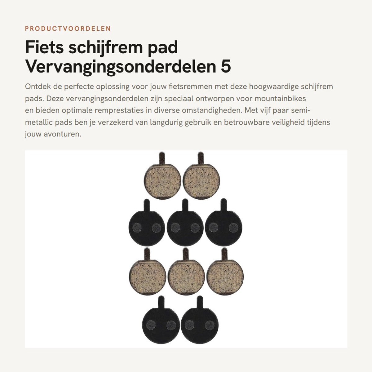 Dailygoods- Schijfrem Pad - 5 Paar - Slijtvast - Semi-metallic Hars - Hoge Temperatuur Weerstand - Stabiele Prestaties - Geschikt voor Mountainbike - Remblokken