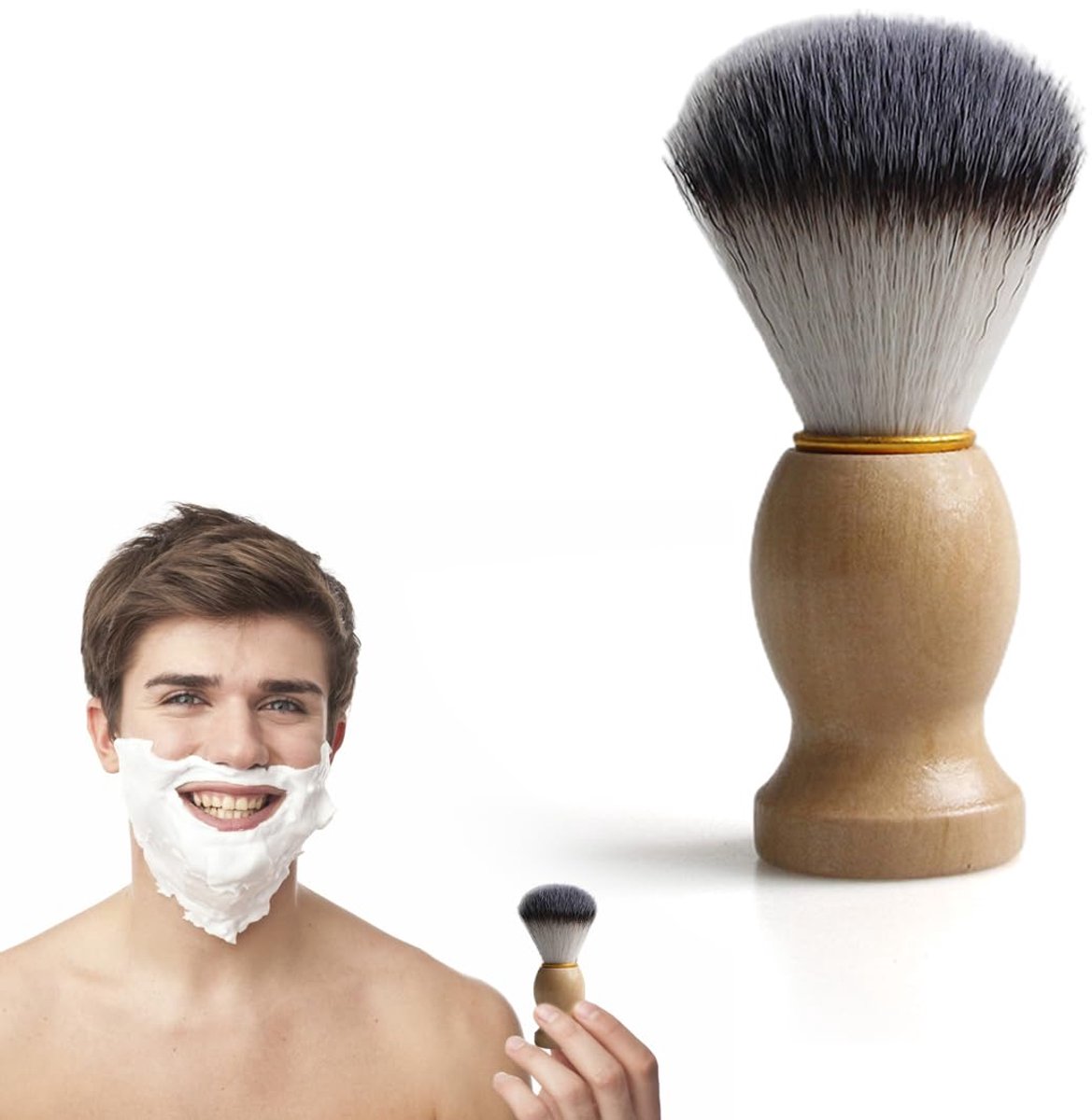 Scheerkwast, Scheerkwast voor heren, Dachshaar Scheerkwast voor mannen, Gezichtsbaard Haarreiniging Scheergereedschap Scheerkwast Zeep Schuimende Scheerkwast (Houtzwart)