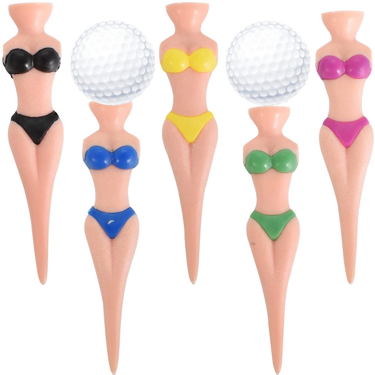 Dailygoods - Golf tees grappige dames bikini 5 stuks 76 mm / 3 inch grappige golf tees meisjes golf tees dames golf tees kunststof golf tees voor mannen vrouwen golftraining golf accessoires golf oefeningen