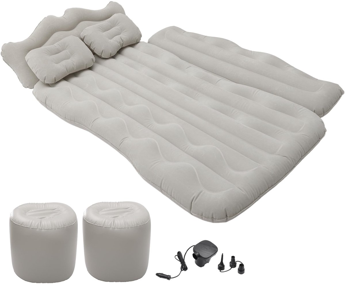 Dailygoods- Luchtmatras Auto 1 Persoons - Opblaasbare Achterbank Matras - Draagbaar Campingbed - PVC/Flocking Materiaal - 170x110x14cm - Auto Slaapmatras