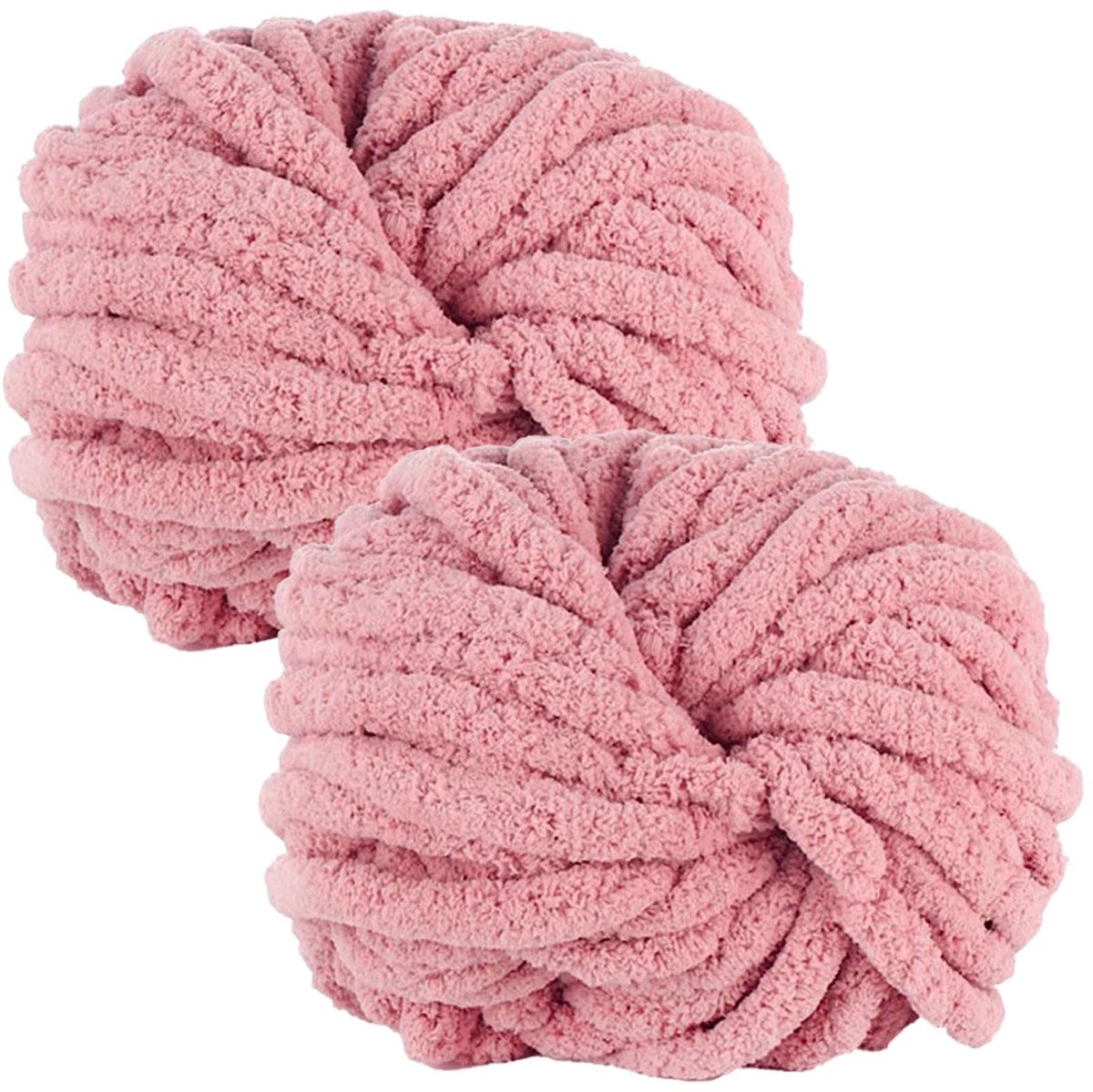 2 stuks dikke wolgaren 500 g, breiwol dik garen, XXL zachte chunky wol, super zachte chenillewol voor haken voor dekens, sjaals, mutsen, huisdiernest (roze)