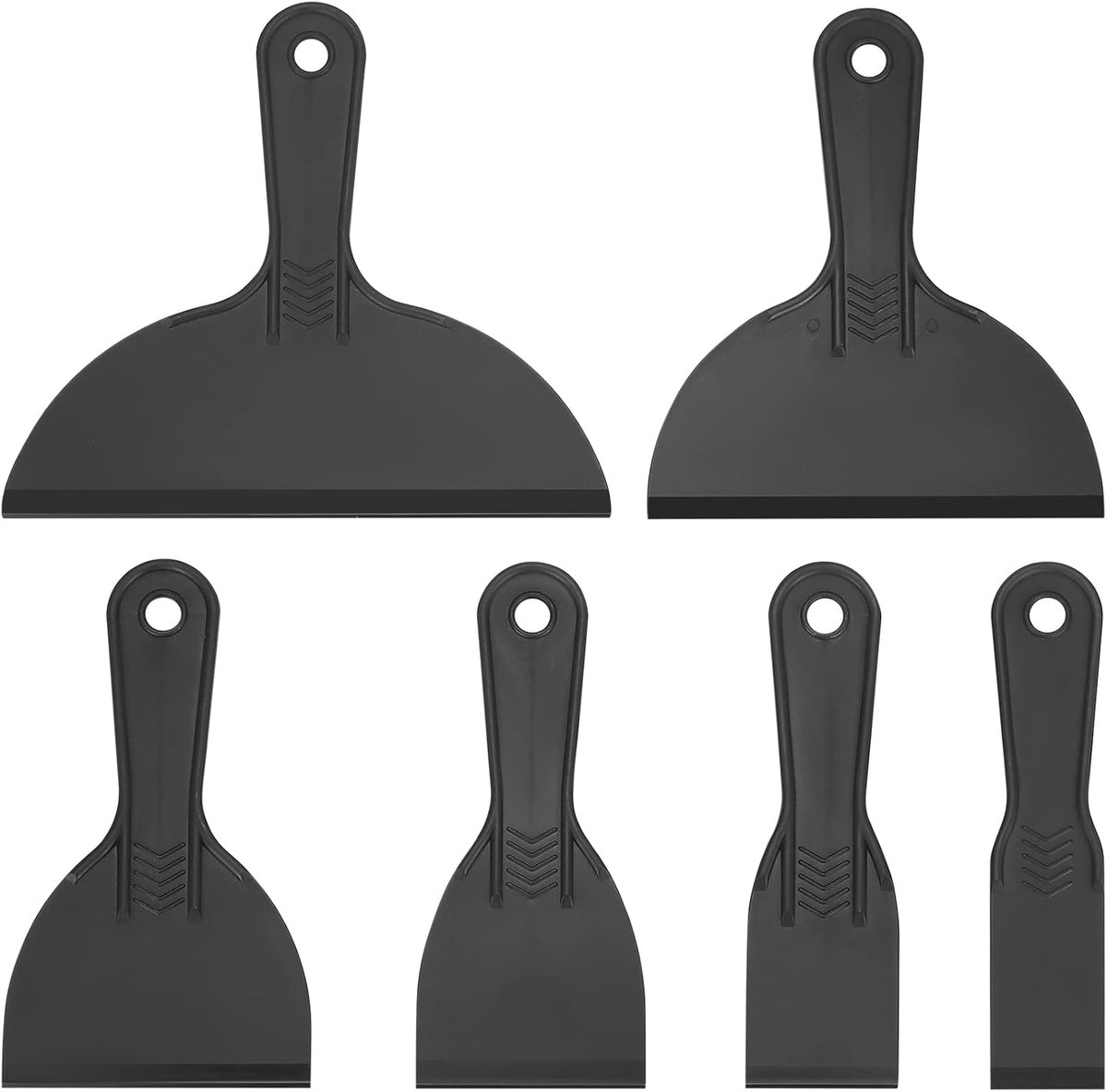 6 stuks kunststof spatels accessoireset, spatelmes, schraper, kittmes, gereedschap voor het verwijderen van hars, inpakken, patches (zwart)