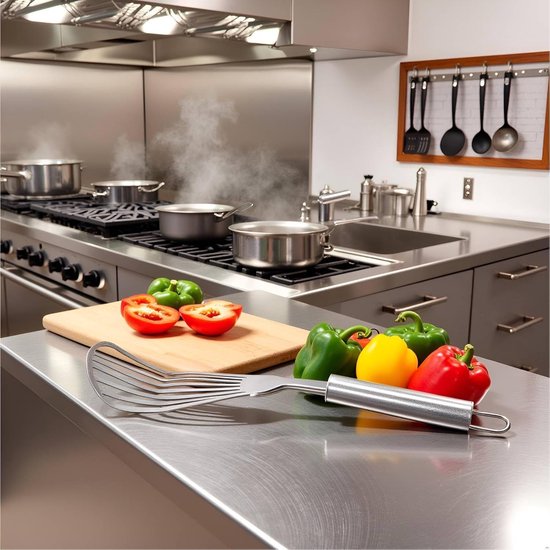 keukenvisspatel, sleufspatel, eierspatel, grill-visspatel, roestvrij staal, keukenvisspatel voor keuken, camping, restaurant — afbeelding 2