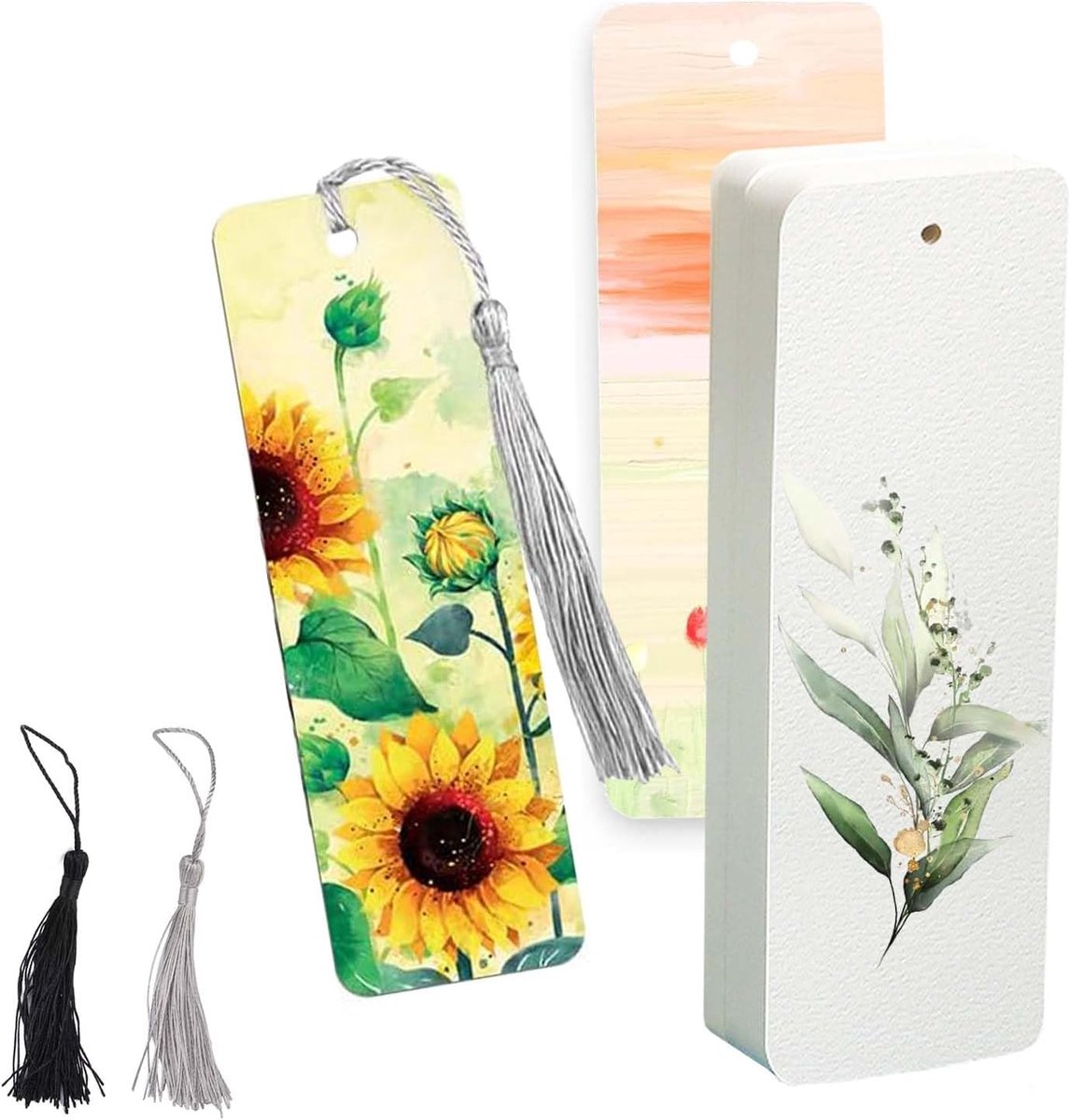 Bladwijzers, 50 Stuks, 15 x 5 cm, Aquarelpapier, Gepersonaliseerd Met 50 Kwasten, Voor Doe-Het-Zelf Boeken, Kunsthandwerk en Decoratie
