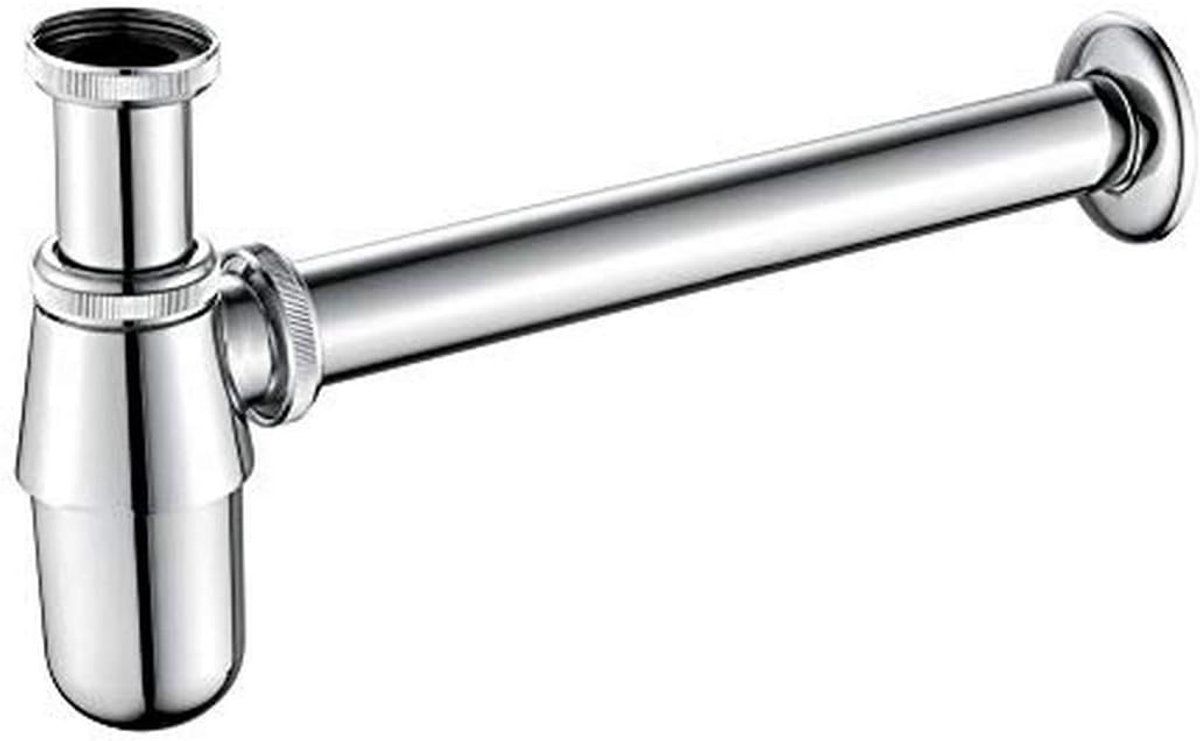 M20505, Sifon voor Wastafel, 1-1/4 ", Universele Buissifon, 295 mm, Messing Fles, Chroom, Zilver