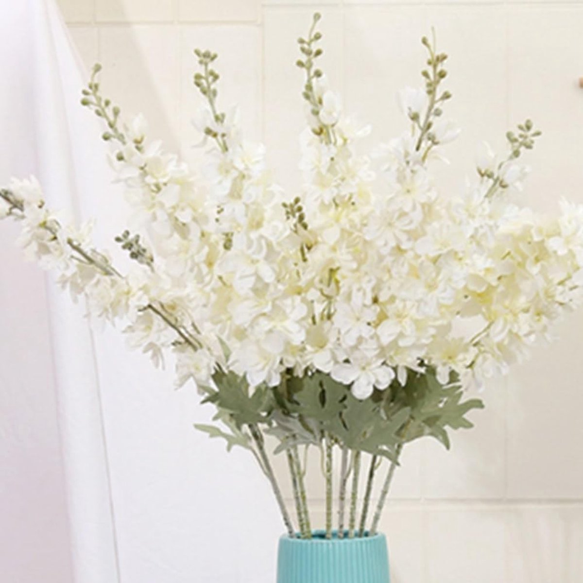 Dailygoods- Nepbloemen 85 cm - Delphinium Kunstbloemen - 6 Stuks - Zijde - Decoratie voor Vaas - Natuurlijk Uitzicht
