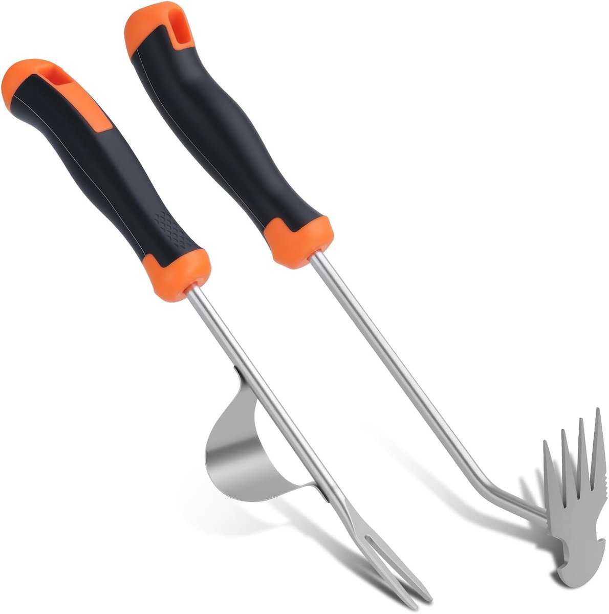 2 stuks, roestvrij staal (2 stijlen), onkruidverwijderaar, tuingereedschap, onkruidverwijderaar, apparaat met steel, rubberen greep