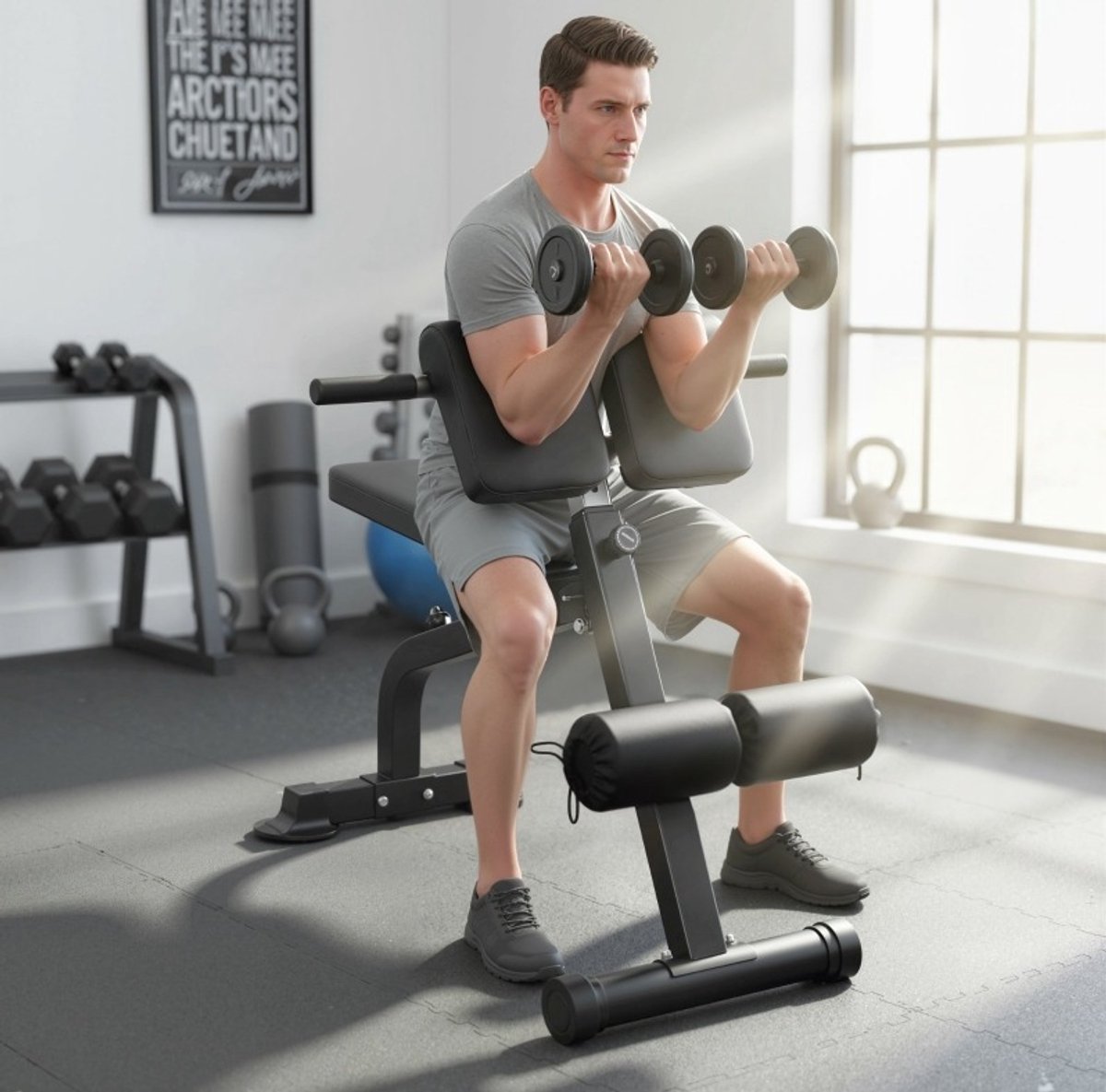 MEUNIQ verstelbare halterbank en trainingsbank 96,6 x 60 x 69-110 cm, inklapbare fitnessbank met 10 hoogtestanden, 150 kg belastbaarheid, voor thuistraining