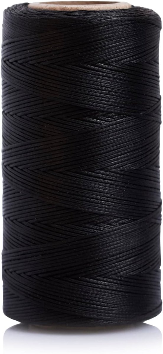 naaigaren 260 meter 0,8 mm polyester wasdraad naaien leer garen gewaxt (zwart)