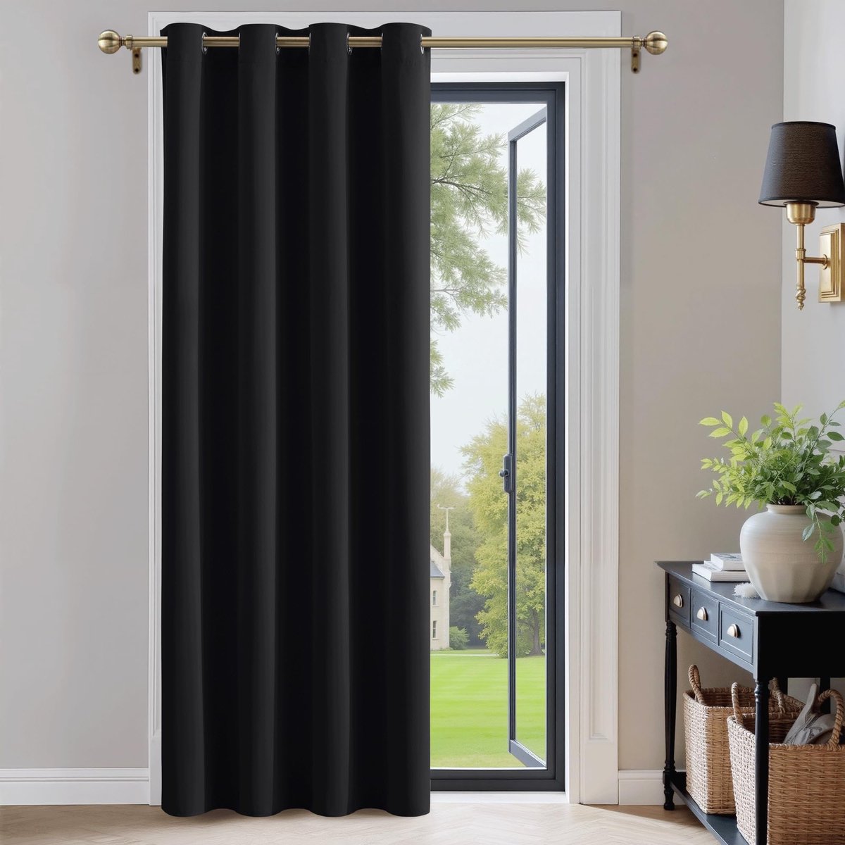 Deurgordijn, H 240 x B 140 cm, verduisteringsgordijn met oogjes, woonkamergordijn, verduistering, thermogordijn, bescherming tegen kou voor huisdeur