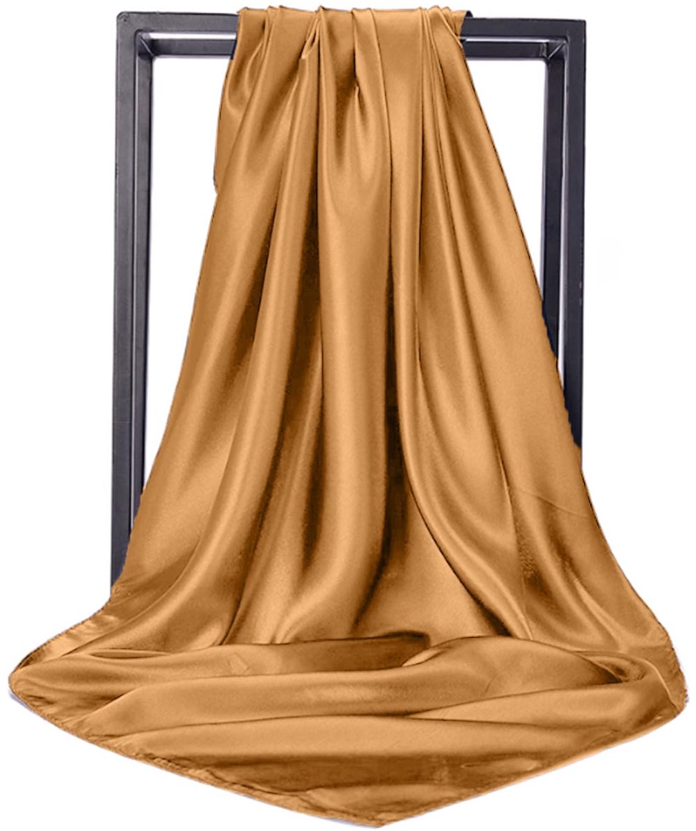 Leroy Dames 90 x 90 cm Grote Vierkante Zijden Sjaal Effen Hoofddoek Strandomslagdoek