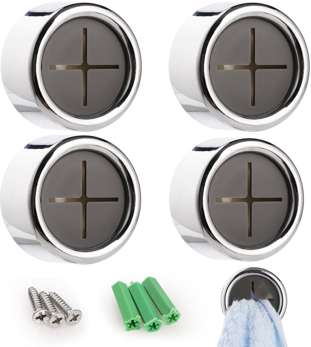 Theedoekhouder, 4 stuks, handdoekhouder, zelfklevende handdoekhouder, ABS-handdoekhaak, handdoekklem voor keuken, badkamer, huishouden