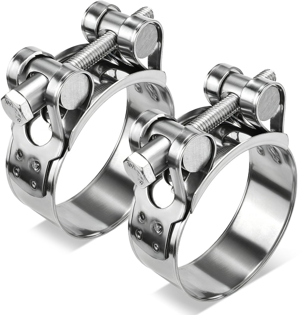 2 stuks en 4 stuks scharnierboutklemmen, roestvrij staal, slangklemmen, spanbereik 52-55 mm, bandbreedte 22 mm, W4 (52-55 mm, 2 stuks)