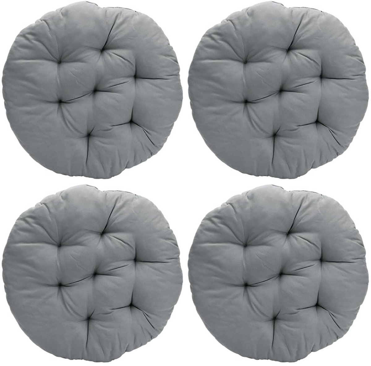 Set van 4 ronde stoelkussens, comfortabel zitkussen, 40 x 40 x 3 cm, rond vloerkussen, stoelkussen voor binnen en buiten, voor eetkamer, woonkamer, studeerkamer (donkergrijs)