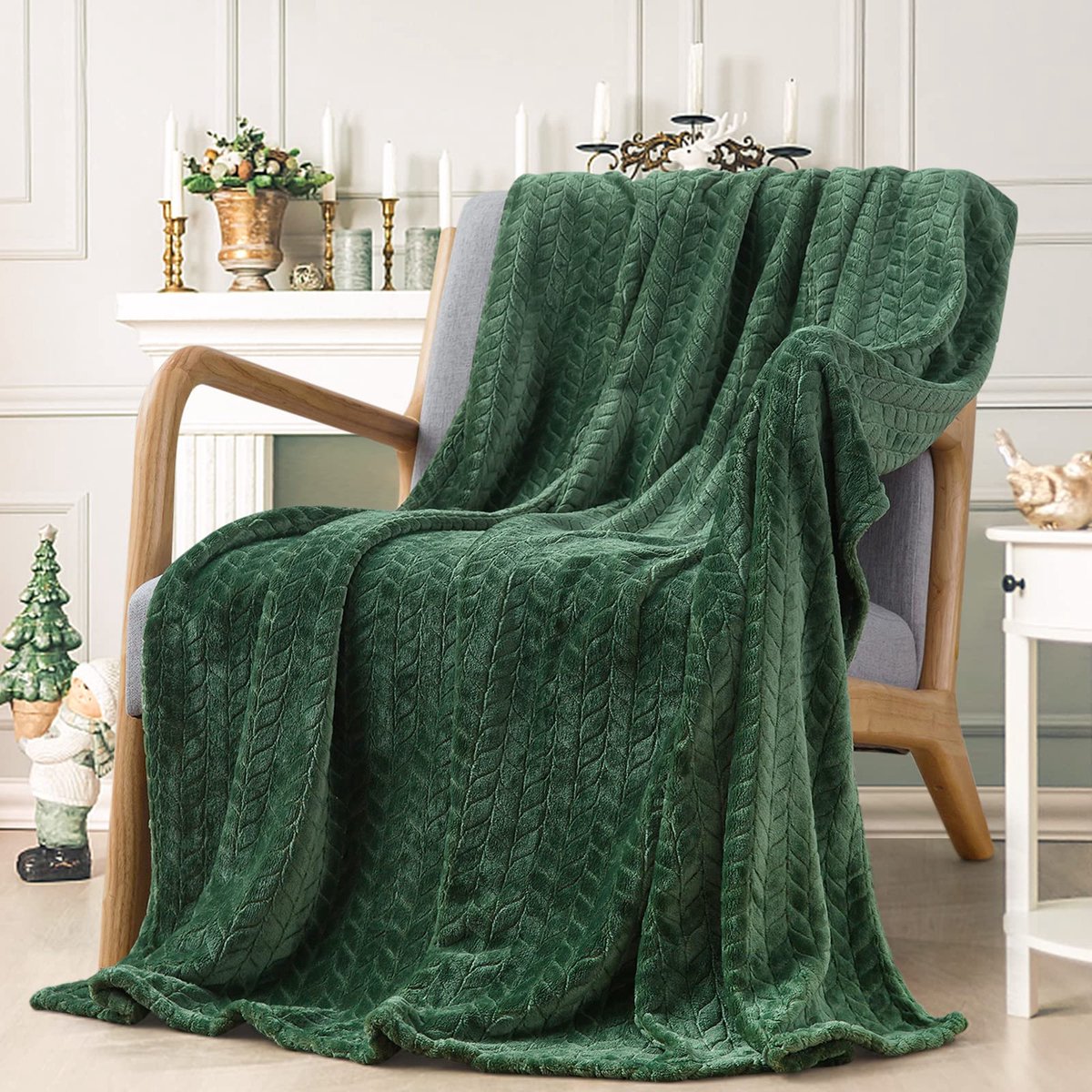 inhand Fleece plaid, super zachte flanellen gezellige dekens voor volwassenen, wasbare lichtgewicht pluizige deken voor bank slaapbank, kantoor, gooi maat warme pluche dekens voor het hele seizoen