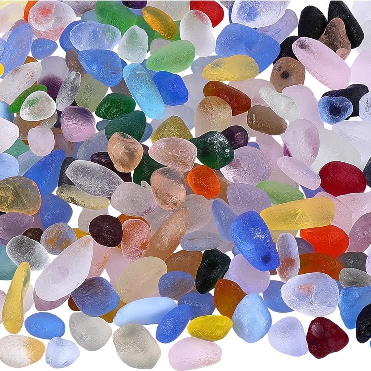 1 Doos 400G Oceaanglazen Stenen Gemengde Onregelmatige Zee Serie Kiezelstenen Kleurrijke aquarium grindstenen Diverse knikkers Bulk voor sieraden maken Aquariumvaas vullers Woondecoratie Do