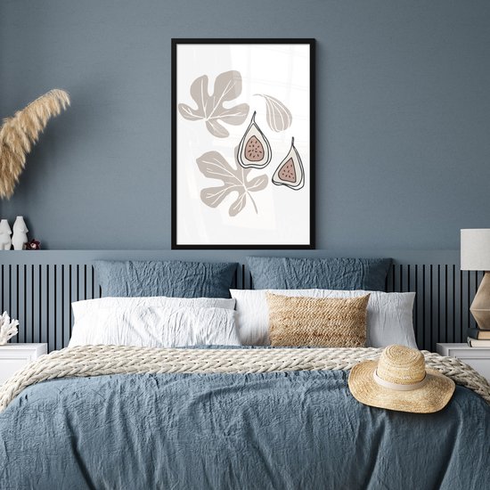 Poster in lijst - Fotolijst 60x90 cm - Posters - Zomer - Vijg - Wit - Posterlijst zwart - Decoratie - Wanddecoratie woonkamer - Muurdecoratie slaapkamer