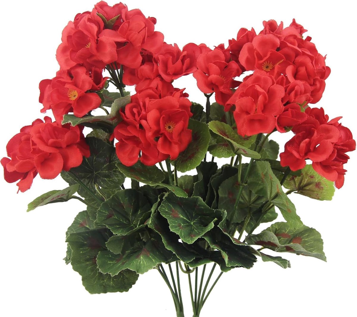 Kunstbloemen voor binnen en buiten, kunstgeranium, zijden bloemen, uv-bestendig, rood, nep geranium, bloemen, decoratie voor bruiloft, huis, balkon, tuin, raam, doos, tafeldecoratie