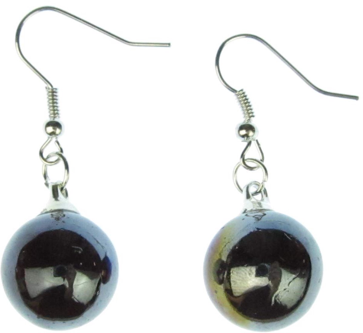 oorbellen hangers Miniblings glazen bal donker gekleurd spiegelend