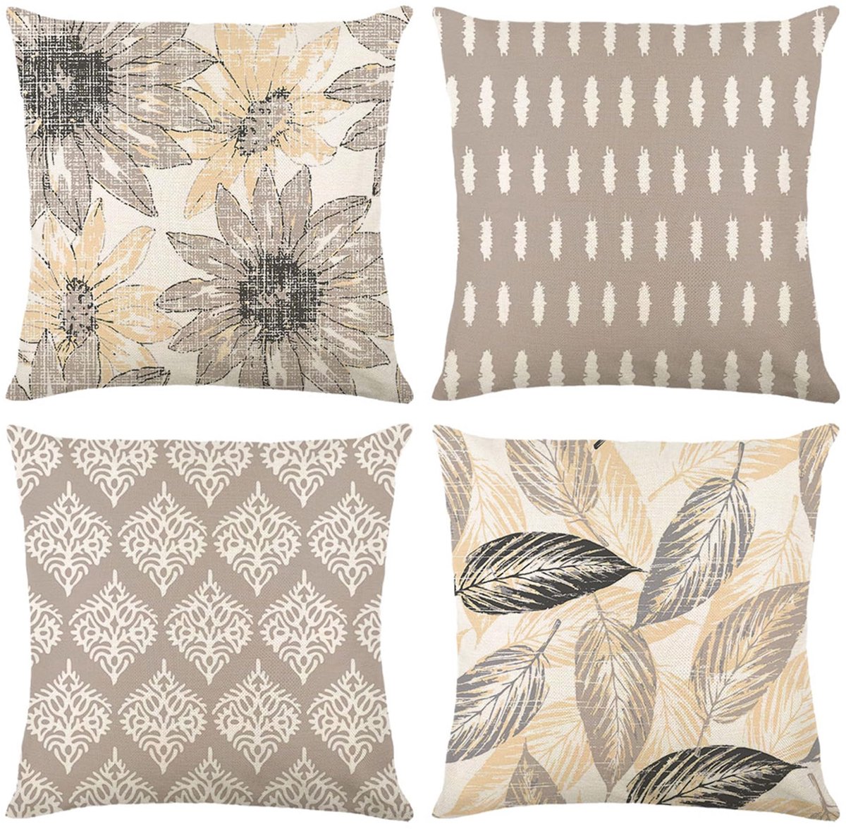 Kussenhoezen Set - Sierkussenhoezen - Decoratie Binnen Buiten - Linnenmix Ademend - 45x45