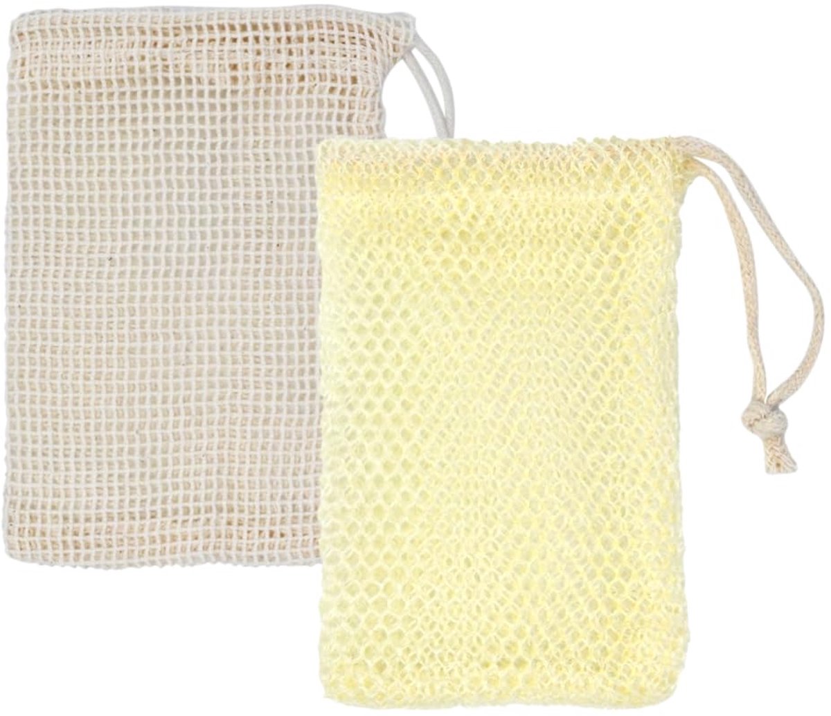 2 stuks Sisal zeepzak, exfoliërende zeepzakken voor schuimen en exfoliëren in de douche