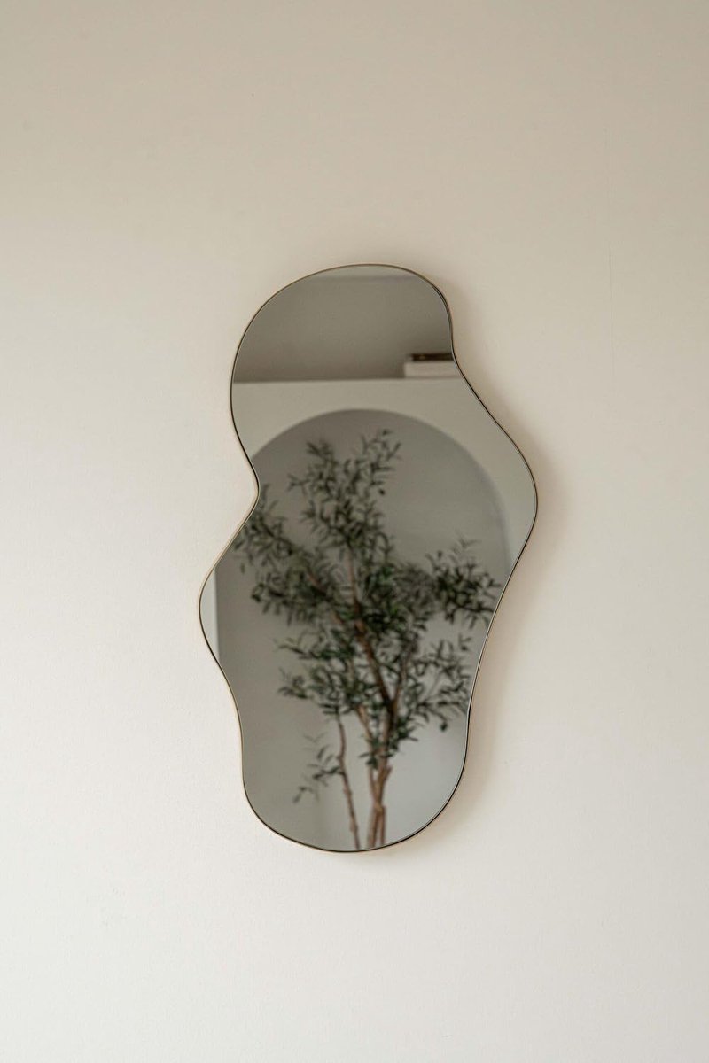 - organische vorm - asymmetrisch - wandspiegel - 60cm - goud
