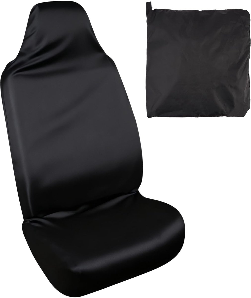 Dailygoods - Autostoelhoezen voor Voorstoel 138x56 cm, Autostoelbeschermer Voorstoel Universeel Compatibel, Stoelbeschermer Auto Voorstoelen, Waterdicht Stofdicht, voor Werkplaats Sport Huisdieren (Zwart)