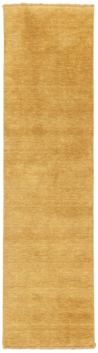 Handloom fringes, Vloerkleed, Moderne, 80 x 300 cm, Rechthoekig, Middelpolig, Woonkamer, Eetkamer, Slaapkamer, Hal, Alleen chemisch reinigen, Care & Fair gecertificeerd, Mosterd Geel