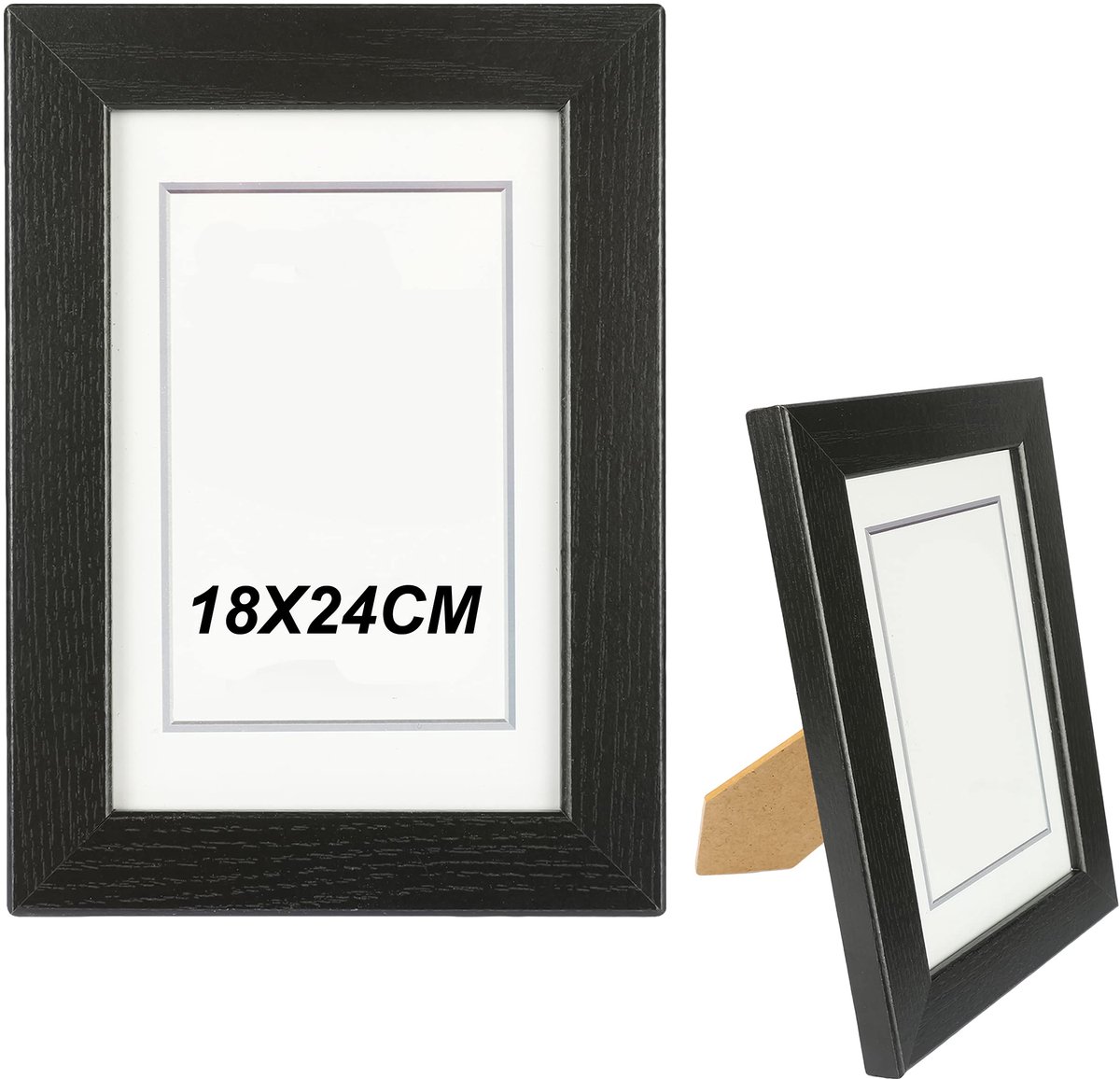 Fotolijst 18 x 24 cm, zwart, van hout, glasplaat, fotolijst voor decoratie
