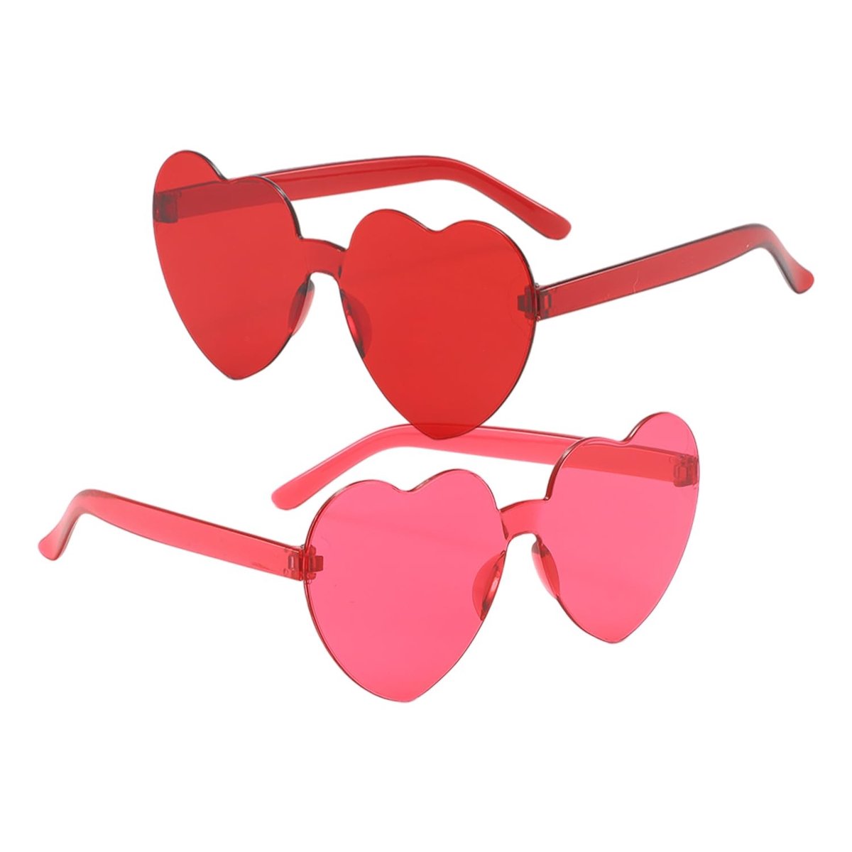 Dailygoods- Zonnebril Feestset - 2 Paar Hartvorm/Ster - Transparante Zonnebril - Grappige Feestzonnebril - Geschikt voor Kinderen/Volwassenen - Universele Maat - Feestbril