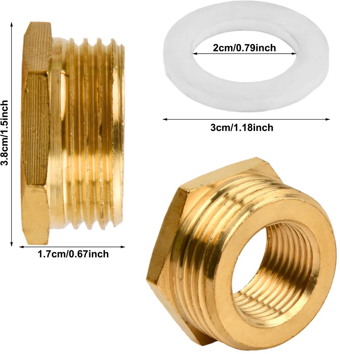 Dailygoods - Brass Hex Hose Tube Reducers Adapter - Verbindingsadapter - Goudkleurig - Waterdicht - Kwaliteitsmateriaal - Geschikt voor tuinslangen -...