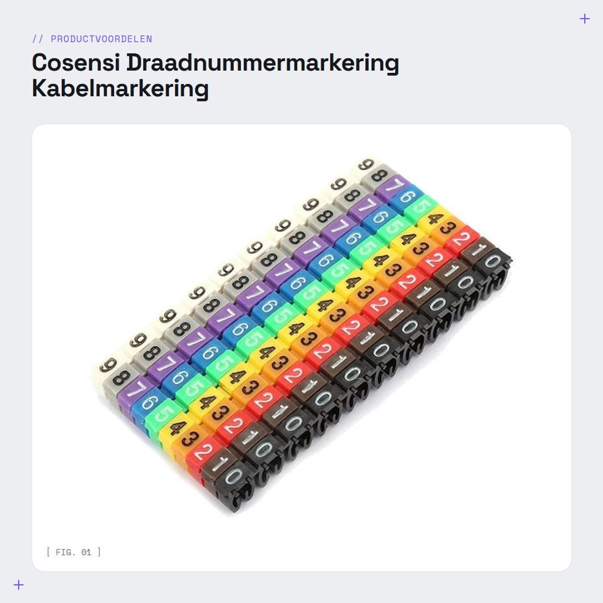 Dailygoods - Draadnummermarkering - Kabelmarkering - 100 Stuks - 2.5mm² - Kleurrijk - Clip-on-ontwerp - Geschikt voor kabels - Kabelmarkeringsbuis