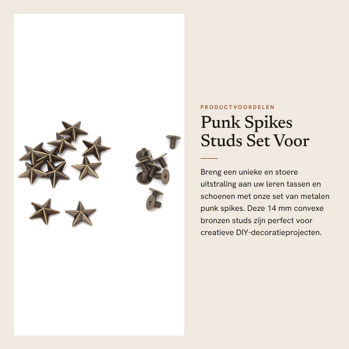 Dailygoods- Spikes Set van 10 - 14 mm Convex Brons - Metalen Punk Spikes - DIY Decoratie - Geschikt voor Leren Tassen/Schoenen - Duurzaam Materiaal - Studs