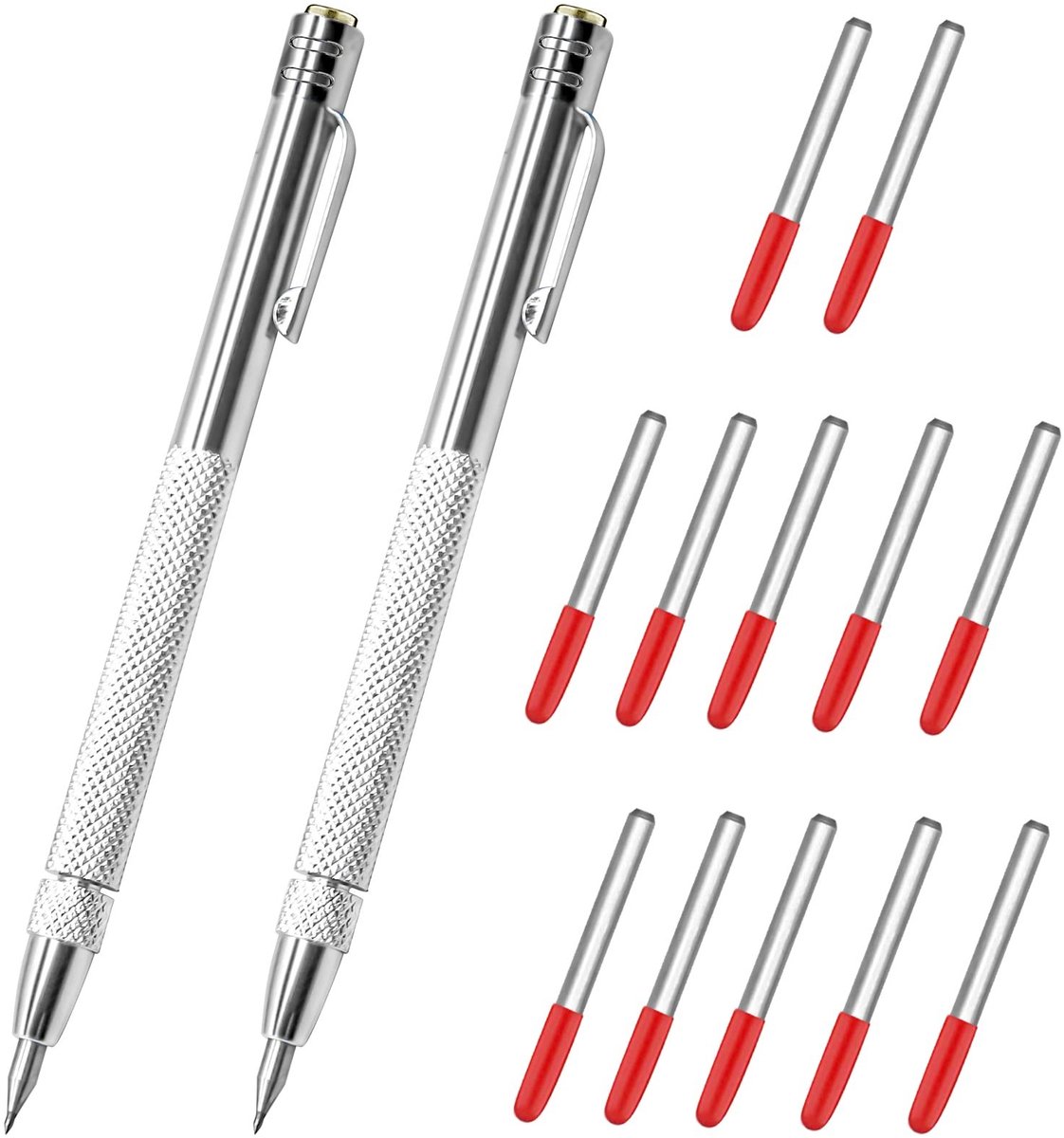 Dailygoods- Graveerpen met wolfraamcarbide punt - Aluminium - Magnetisch ontwerp - Geschikt voor glas/keramiek - 2 stuks - 5.1 inch - Scribing Tool